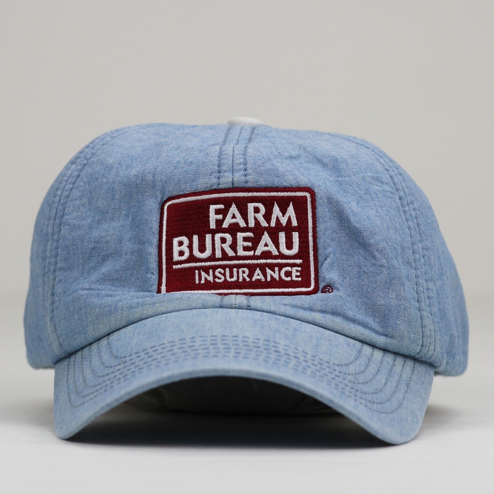 Farm Bureau Insurance‎ Baseball Cap Light Blue Denim Patch Hat Adjustable